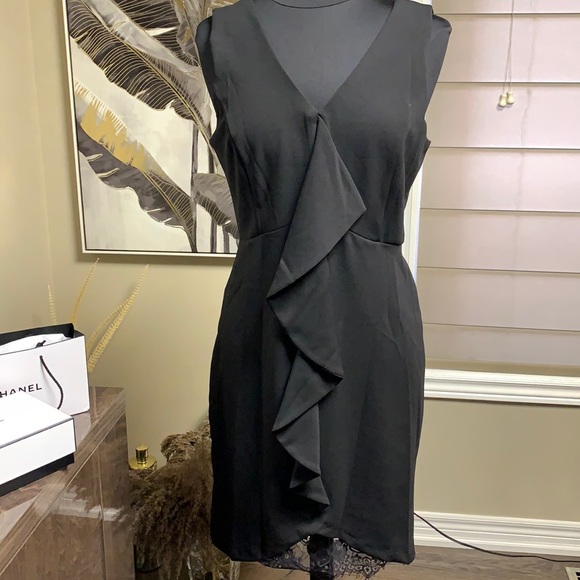 Black Ruffle Mini Dress - Picture 1 of 13